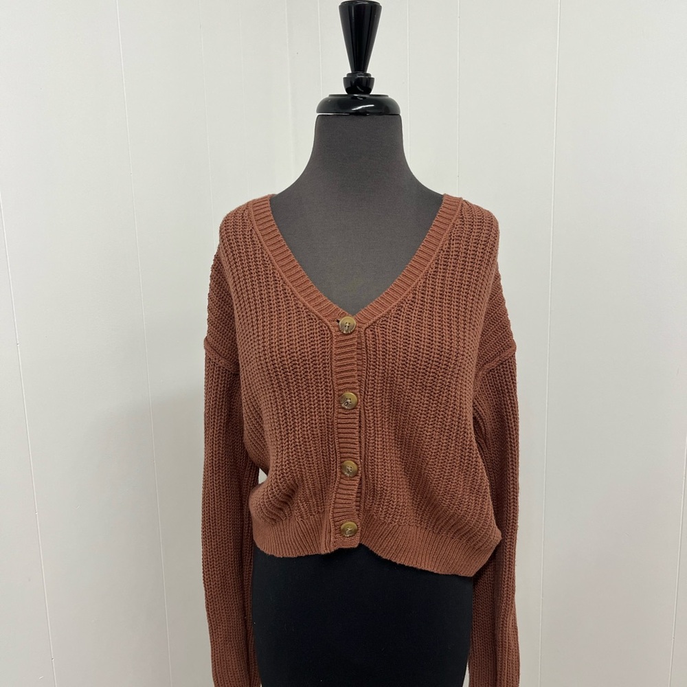 Aeropostale Brown Button-Up Women's Cardigan